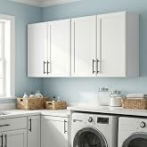 Furnivio 47" W Laundry Room Cabinets Wall Mounted, Upper Cabinets with Adjustable Shelf, Wall Storage Cabinet for Kitchen, Bathroom, White, Set of 2