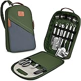 Extremus Camp Kitchen Cooking Utensil Set 13/27 Pcs Cookware Kit - Portable Outdoor Cooking and Grilling Utensil Organizer Tr