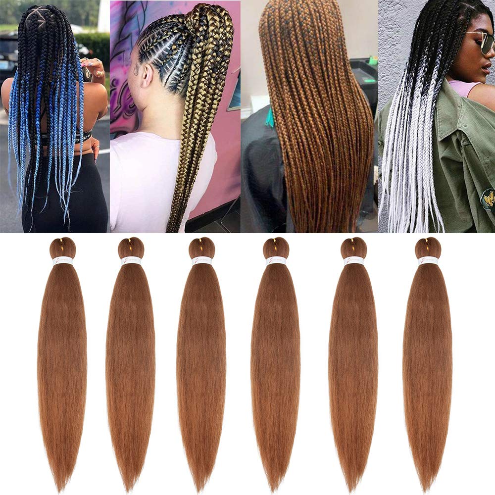 26 inches Easy Braids Pre-stretched Yaki Braiding Hair 6PC-540g #Auburn Crochet Hair Extension Synthetic Hair Hot Water Setting