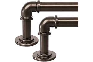 OLV 2 Pack Bronze Industrial Curtain Rods for Windows 28 to 48 inch(2.3-4ft),1'' Blackout Wrap Around Curtain Rods,Indoor and Outdoor,Size:18''-45''