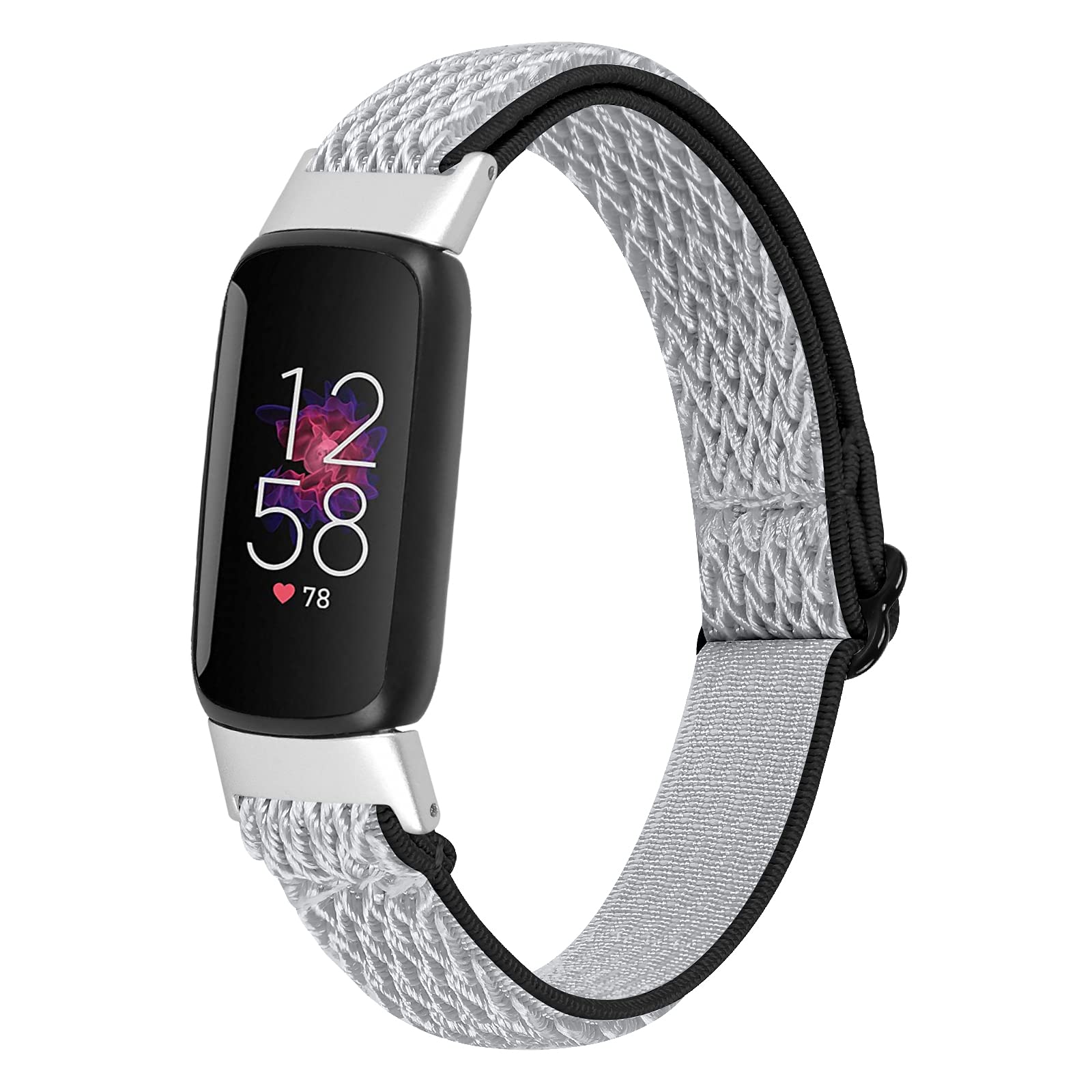 Ginamart Nylon Strap Compatible with Fitbit Luxe Strap, Soft Adjustable Woven Sport Elastic Replacement Strap Wristband for Women Men (Black/White)