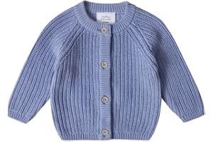 Stellou & friends 100% Cotton Chunky Ribbed Knitted Cardigan for Boys & Girls Ages 0-6 Years