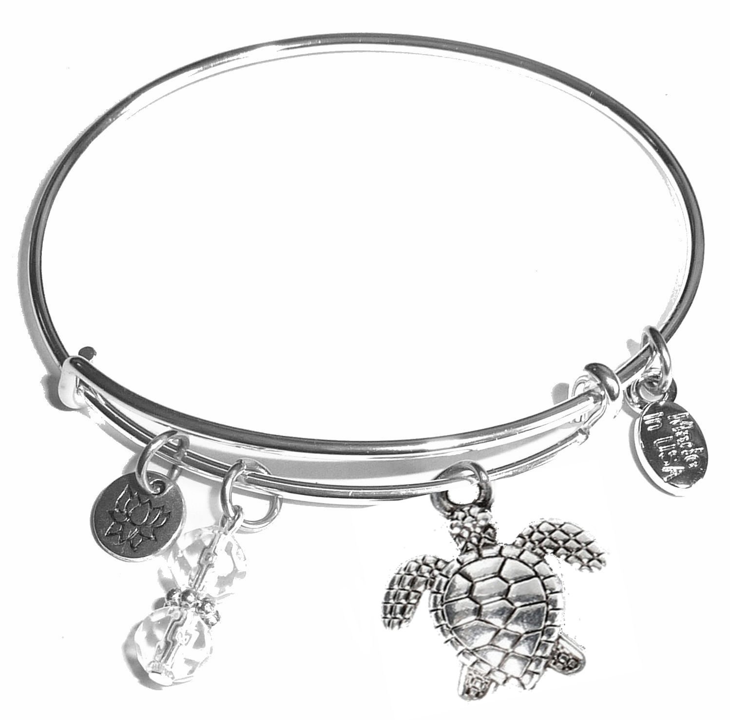 Hidden Hollow Beads Women's Made In USA Stainless Steel Message Charm Expandable Wire Bangle Bracelet, Popular, Stylish and Trendy, Arrives in a Gift Bag., Expandable to fit most wrists, Stainless — image 1