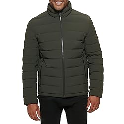 DKNY Men's Light-Weight Quilted Stand Collar Puffer
