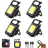 MAKDAK COB Rechargeable Keychain Flashlight 4Pack, High Lumen Super Bright LED Work Light with Magnet,Clip,Bottle Opener for Dog Walking,Car Repair, Emergency,Camping,EDC