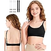 Seamless Dance Bra for Big Girls, Comfort Flex Fit Back Buckle Training Bras with Clear Straps