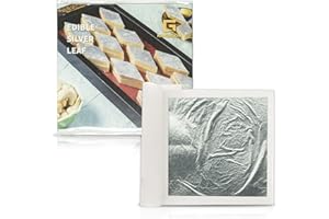 KINGBOOM G KINGBOOM Edible Silver Foil, 3.9 × 3.9 inches Silver Leaf Sheets, 25sheets per Pack, Edible Silver for Cake, Food Decoration, Gilding Arts,Nail
