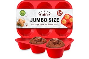 Walfos Silicone Jumbo Muffin Pan Set- 6 Cup Large Silicone Cupcake Pan, BPA Free Silicone Perfect for Egg Muffins, Big Cupcak