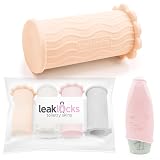 LeakLocks® Toiletry Skins™ Elastic Sleeve for Leak Proofing Travel Container in Luggage. For Standard and Travel Sized Toiletries. Reusable Accessory for Travel Bag Suitcase and Carry-on Luggage