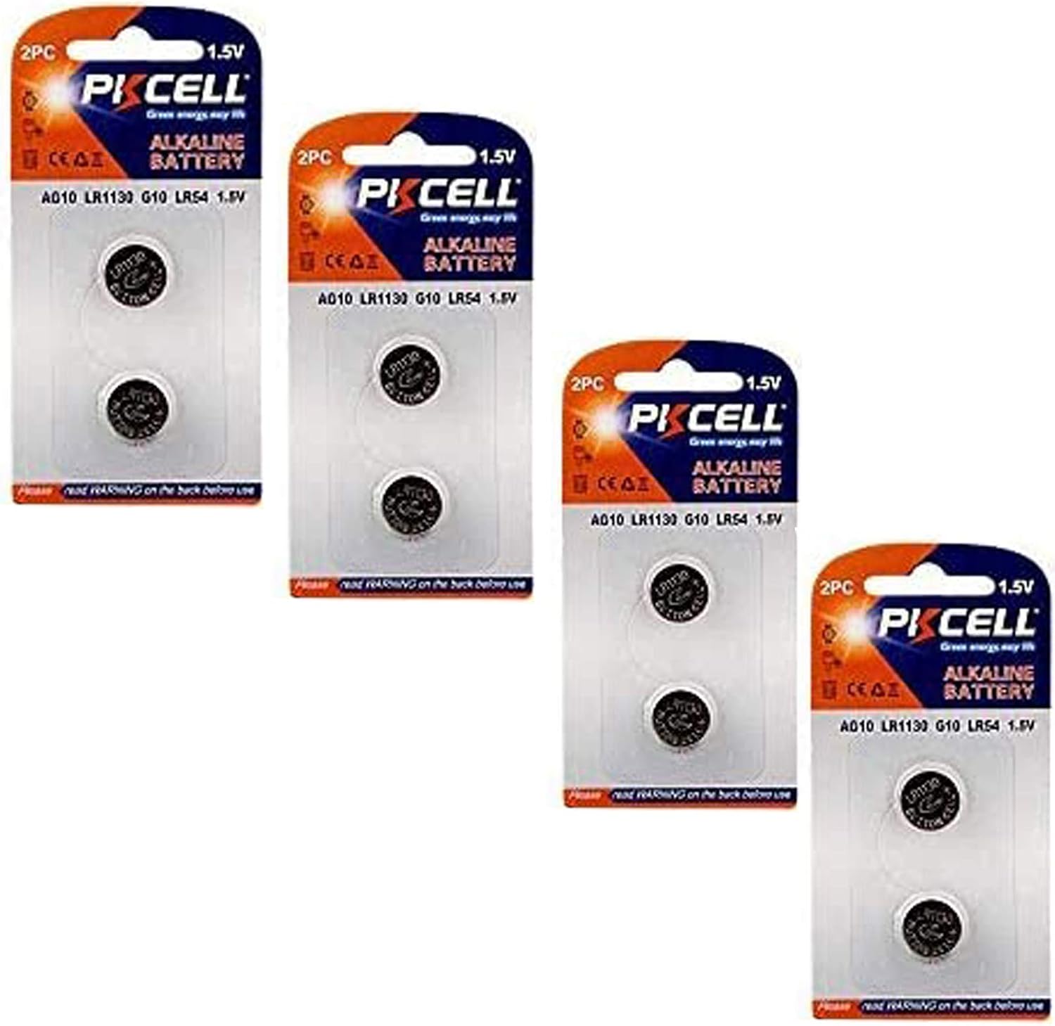 PKCELL 1.5V AG10 LR1130/189 /LR54 Alkaline Button Cell Battery Batteries (8PCS)