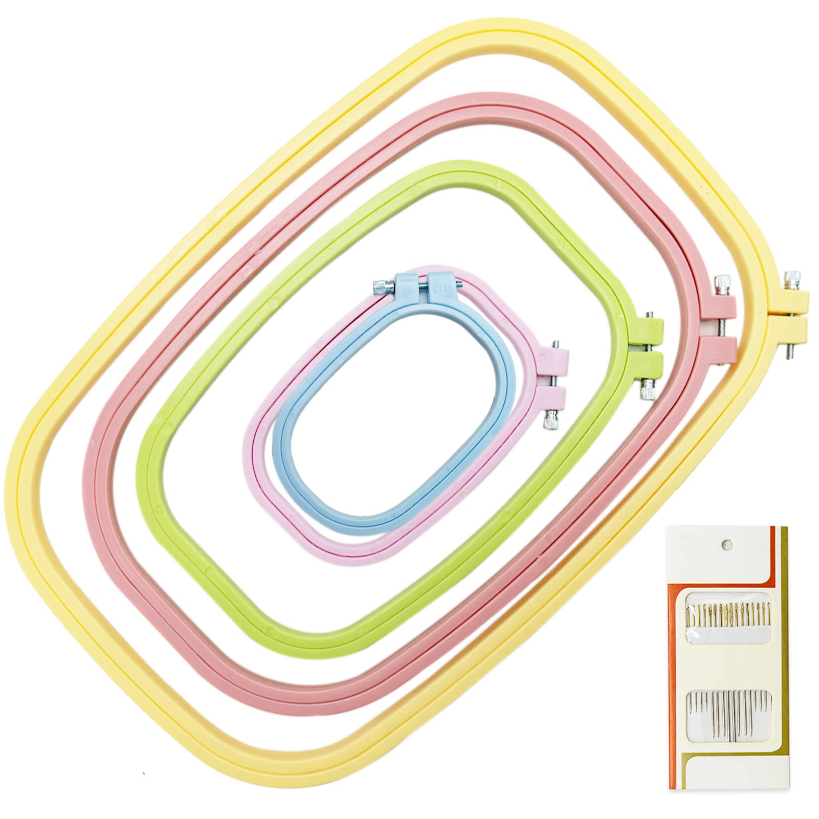LAMXD 5 Size Colorful Embroidery Hoop Rectangle Square Embroidery Frame Cross Stitch Hoop Sewing Tool for Art Craft Handy Sewing (Multicolor), Embroidery Hoop — image 1