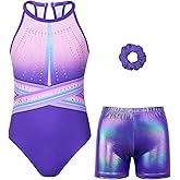 MODAFANS Gymnastics Leotards for Girls With Shorts Tumbling Dance Clasp Back Activewear