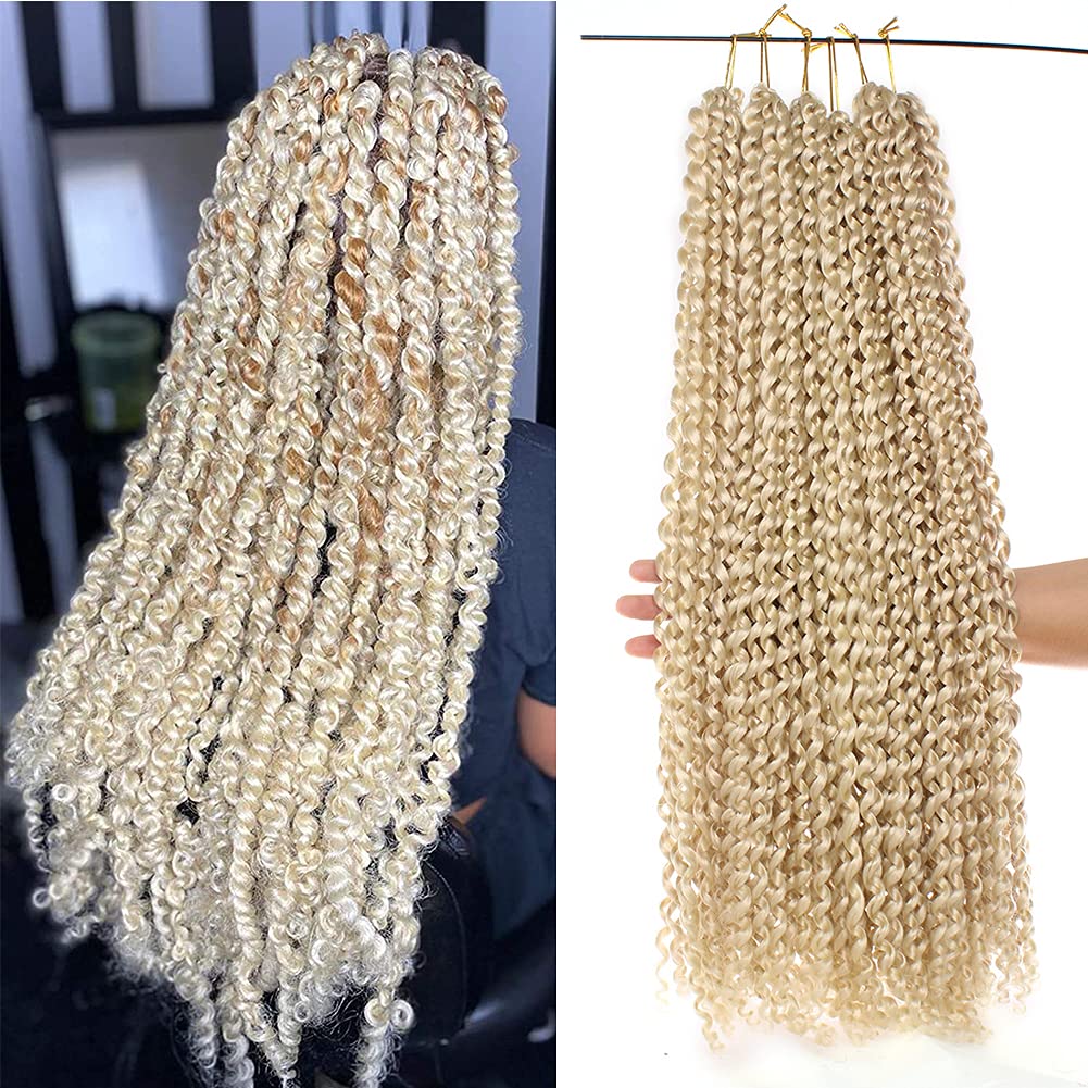 Xtrend 24 inch Long Blonde Passion twist crochet hair 7Packs Water Wave Bohemian Crochet Braids Hair for Distressed Butterfly Locs Synthetic Natural Hair Extensions 613#