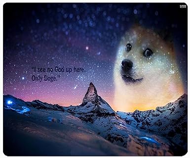 I See No God Up Here Only Doge Custom Premium Rubber Mouse Mat Pad Soft Comfort Feel Finish Amazon Co Uk Computers Accessories