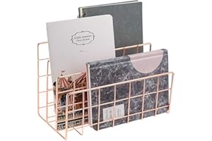 MORIGEM Desktop Mail Organizer, 3-Slot Metal Wire Mail Sorter, Letter Organizer for Letters, Mails, Books, Postcards and More