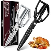 Huusk Kitchen Shears Set, Japanese SK5 Steel Scissors for Food | Upgraded Heavy Duty Design, Sharp Meat Scissors for Fish, Chicken Bones, Turkey, Ergonomic Handles, Gifts for Women