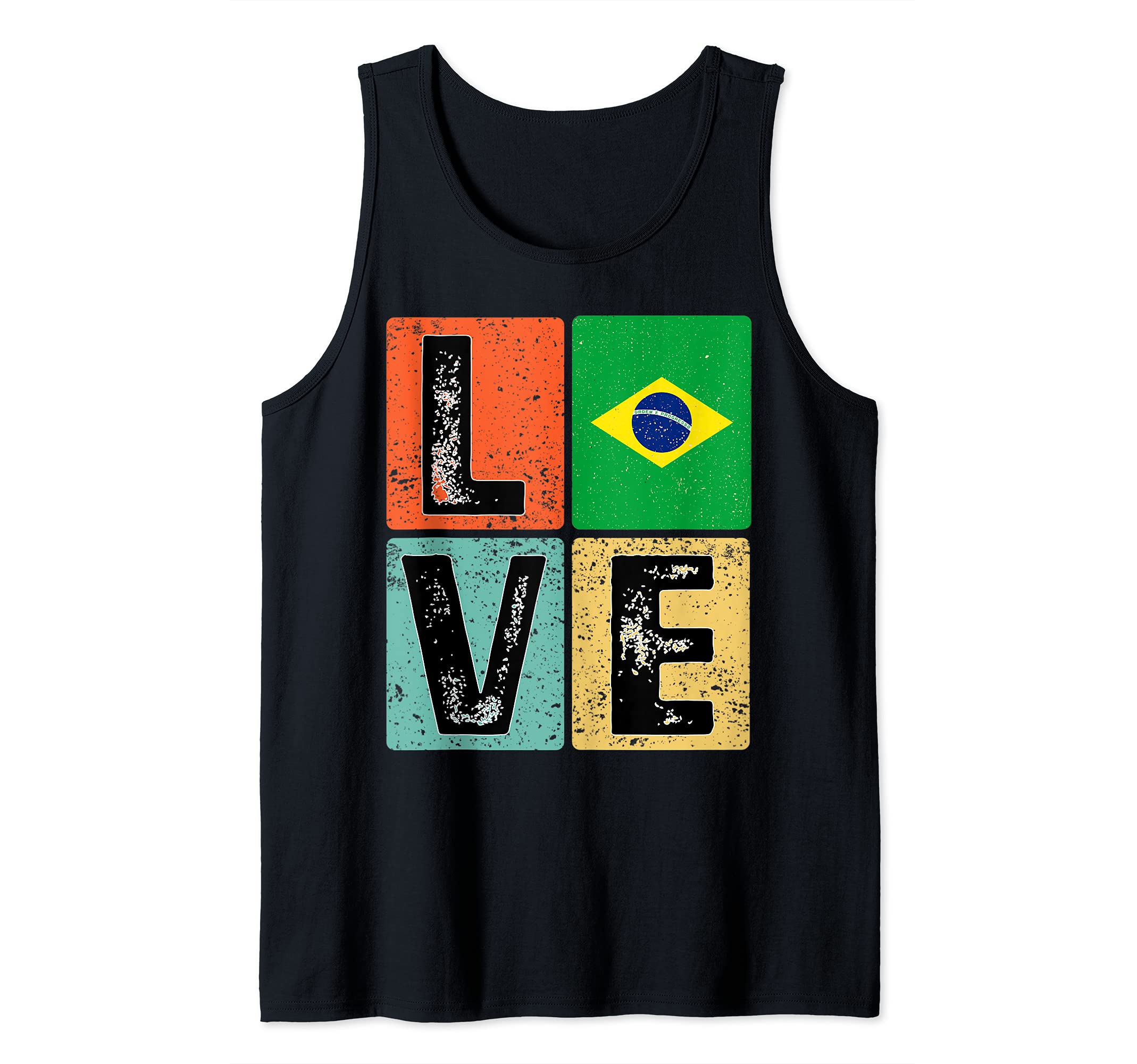 Vintage Retro I Love Brazil Flag for Brazilian Pride Tank Top