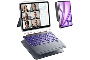 WIWU iPad Keyboard Case Air 13 M4/M3/M2 Pro 12.9 Inch 3 in 1 Magnetic Detachable Keyboard Case Adjustable Stand 7 Colours Bac