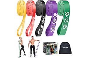 AugKnot Resistance Bands for Working Out: 5-Levels Exercise Bands Set - Pull Up Assistance Elastic Silicone - Physical Therapy/Stretching/Training - Home Gym for Women/Men