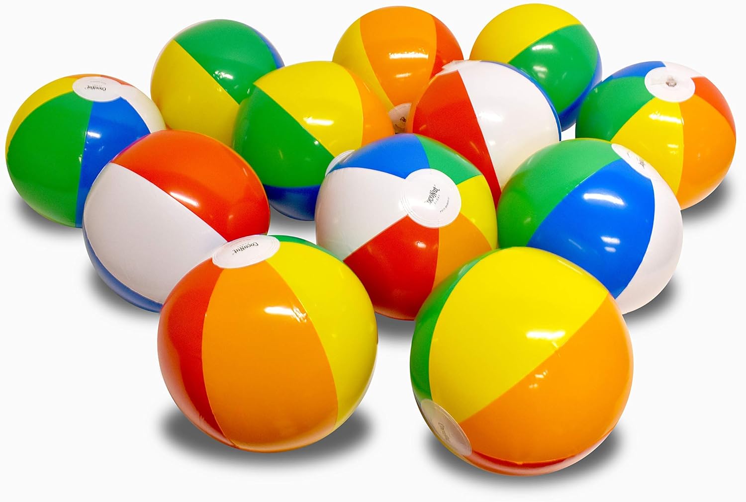 Coconut Float Rainbow Beach Ball 12 Pack - 12 Inch Inflatable Beach Balls for The Pool and Beach: Sports & Outdoors