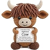 Xinezaa Highland Cow Birthday Gifts for Women Men, Positive Crochet Cow | Emotional Inspirational Support Gifts for Friend Coworker Boss Sister Boy Girl, Cute Small Bosses Day Christmas, Cow Decor