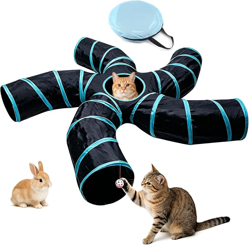 Bemodst S-Type Cat Tunnel 2/3/4/5-Way Collapsible Small Animal Maze