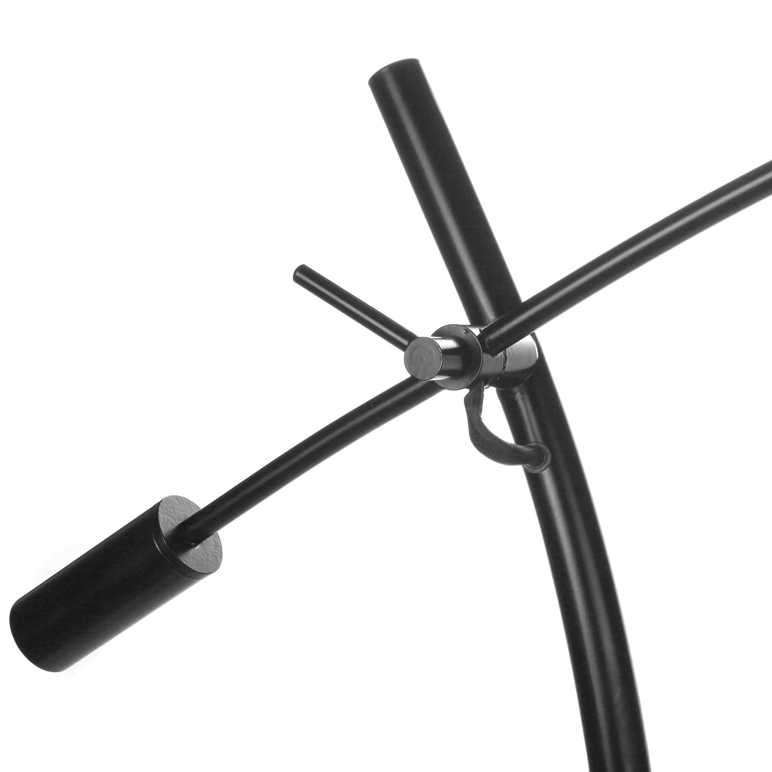  LED Arc Floor Lamp- Tall Pole Standing Light Arches Over Living Room Sofa or Over Bed – Adjustable Arm with Hanging Pendant Shade - Black