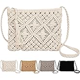 Peicees Crossbody Bag Purse For Women Bohemian Shoulder Bag Woven Crochet Purse For Summer Beach Travel Clutch Handbag