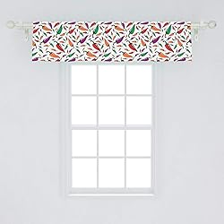 Ambesonne Peppers Window Valance, Hot Chili Mexican