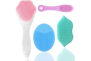 YLIJXQC Soft Silicone Face Scrubber Exfoliator Facial Cleansing Brush Manual Waterproof Face Scrub Wash Brush Remove Blackhead Acne Gentle Face Massager Skin Care Tools,4 PCS
