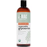 J MAC BOTANICALS, Organic Vegetable Glycerin Oil (16oz bottle) Moisturizing and softening, 100% Pure natural liquid organic glycerine for crafts, skin, face, hair