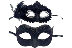 Gorbgle Masquerade Mask for Couples, Glitter Venetian Lace Masks for Women Men, Costume Eye Mask for Ball Party, Carnival