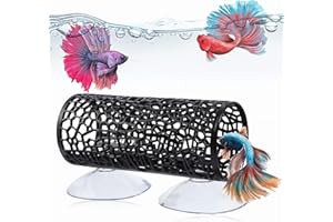 LLOUSSAK Betta Fish Toys, Black Betta Fish Tunnel Hammock, Safe Aquarium Decor for Smallfish Shrimp, Bettas Tank Accessories with Suction Cups Perfect for Hideout and Play Area