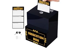 Idealmuzik Suggestion Box with Slot and Lock,Wall Mounted Acrylic Suggestion Box and 45 Free Suggestion Cards,Comment Box with Pocket,Cash Drop Box with Lock,Donation Box,Collection Box