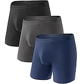 DAVID ARCHY Men's Underwear Boxer Briefs with Fly, Dual Pouch Modal Design, Support Fit, Multipack