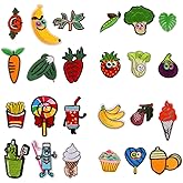 24pcs Assorted Vegetables Fruits Iron on Patches Lettuce Carrot Broccoli Embroidered Patches Banana Strawberry Appliques for DIY Sew on Repair