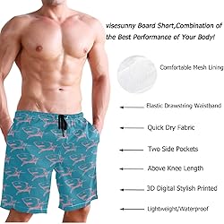 visesunny Pink Shark with Blue Pattern Mens Swim