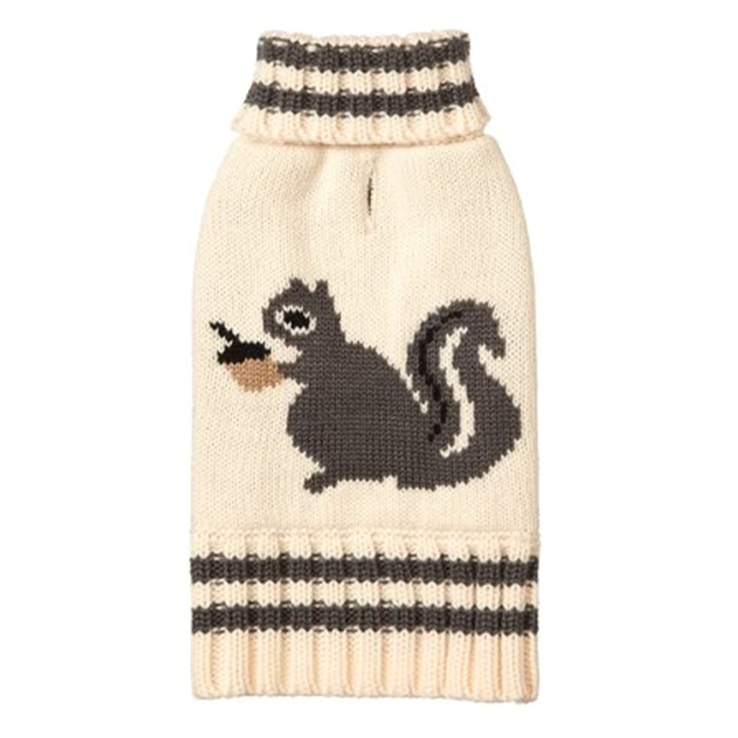 Fab Dog Americana Classics Knit Dog Sweater, Cream Squirrel, 10"