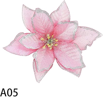 Amazon Co Jp パンパスグラス 造花 ウェディングパーティーdiyクリスマスツリーの飾り10ピース12cmキラキラ造花クリスマスリース装飾ポインセチア偽の花 人工観葉植物 色 A05 ホーム キッチン