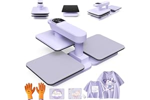 Whubefy 360° Dual Auto Heat Press 15x15 with Double Workbench- Automatic Shirt Press Machine Two Station, Auto Release & 7-Level Auto Pressure - Pro Dual Swivel Heat Press Machine for T Shirts Hoodie