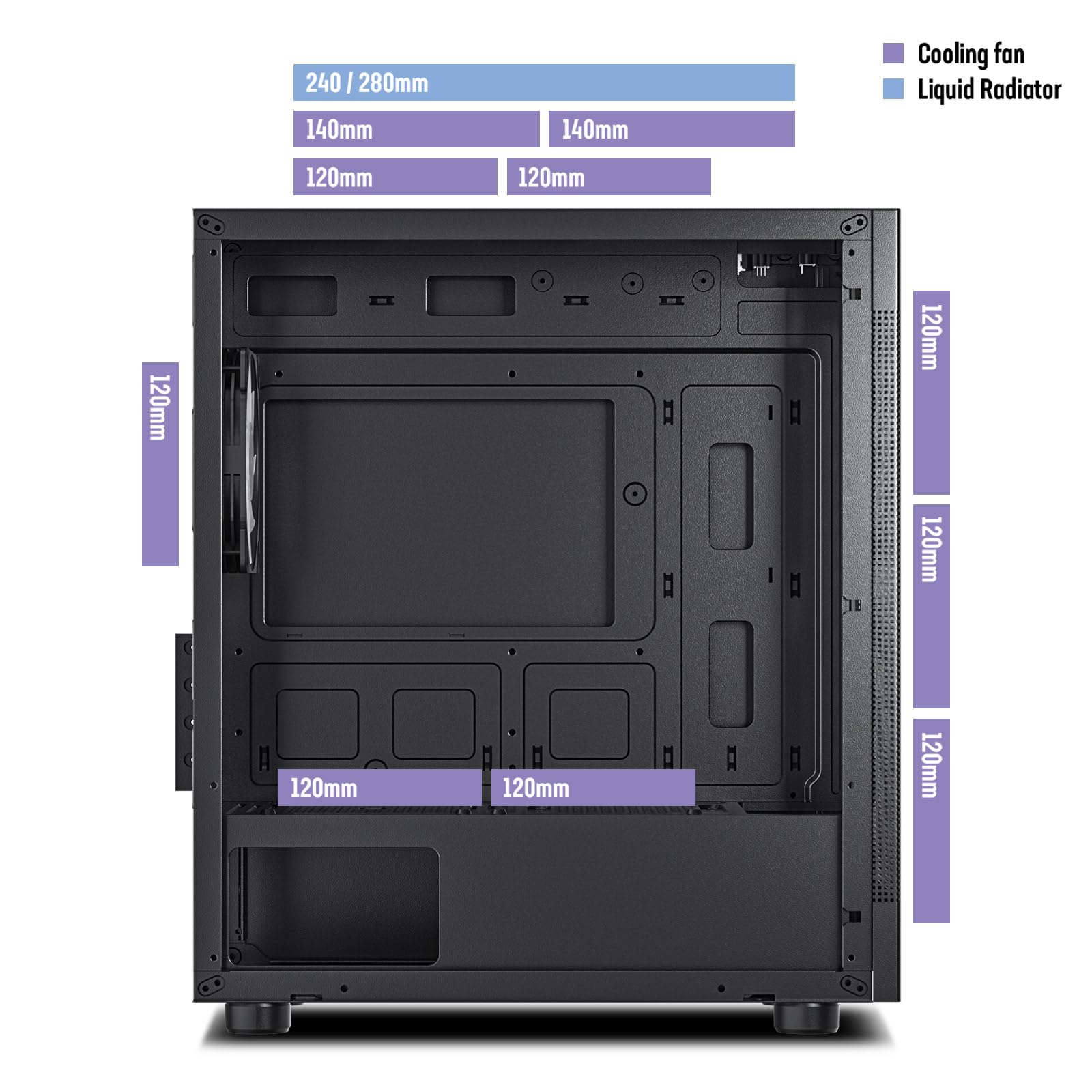 DARKROCK MH200 Black PC Computer Case for Office&Gaming Compact Mid-Tower Micro ATX Mini ITX High-Airflow Mesh Front & Side Panel Top 240mm Radiator Support Type-C Ready, ARGB 120mm Fan Pre-Installed
