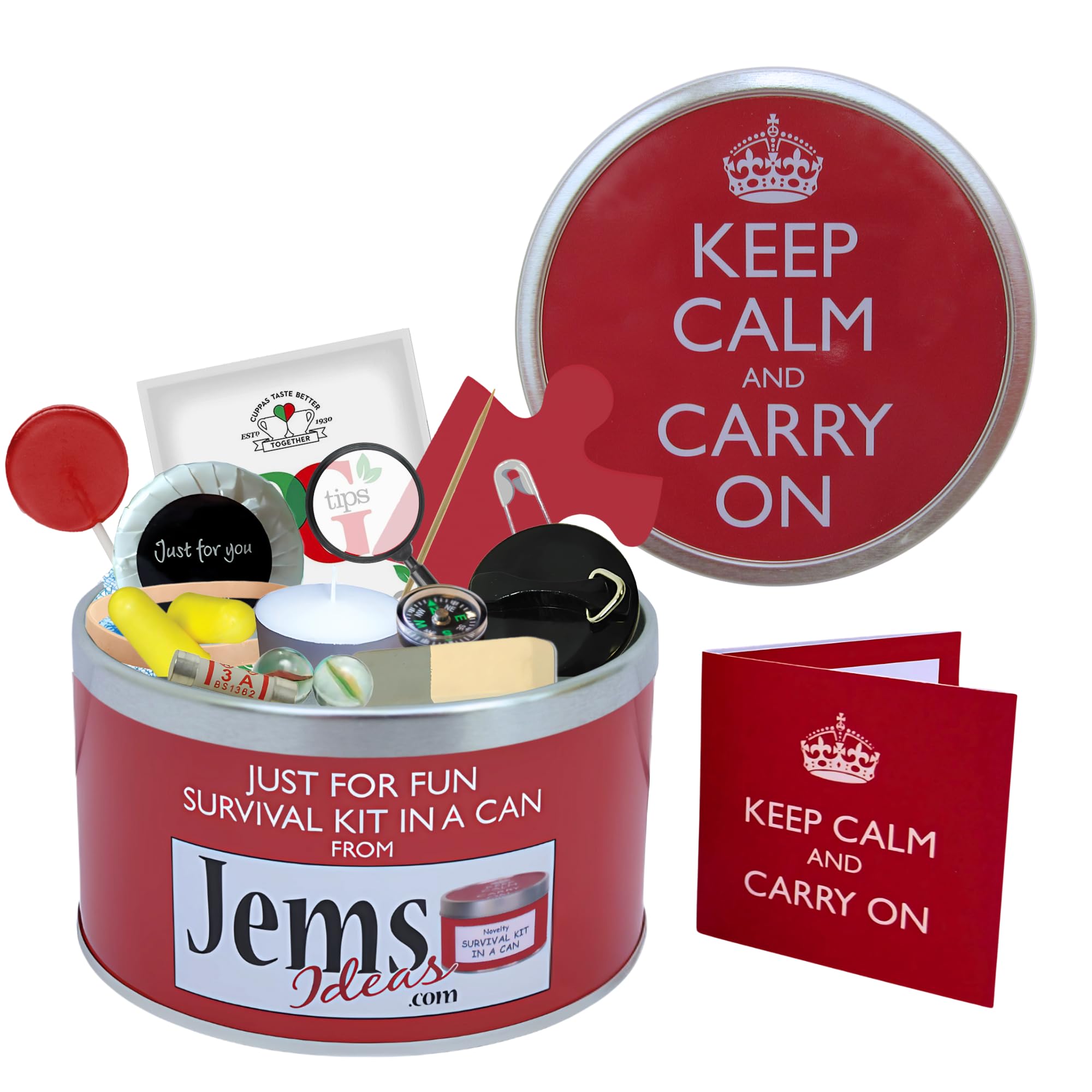 Survival Kit In A Can Keep Calm & Carry On Funny Motivational Gift for Friends, Colleagues or Family – Humorous Good Luck, New Job, Office or Retirement Present