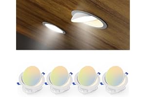 Ensenior 4 Pack 6 inch 5CCT LED Eyeball Recessed Lighting, 360°+90° Rotatable, Dimmable Gimbal Recessed Lights, Canless Angled Adjustable Ceiling Downlight, 1300LM, 12W=115W, 120V - ETL&FCC