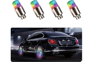 Gasedin 4 PCS LED Tire Valve Stem Cap Lights, Cool Light & Shock Sensor Night Flash Light for Tire Decor, Waterproof Motion Tire Spoke Light for Most Vehicle, Car Accessories (Colorful)