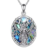 Hecate Necklace 925 Sterling Silver Triple Goddess Pendant Witch Triple Moon Necklaces Pagan Witchy Jewelry Gifts For Women Female