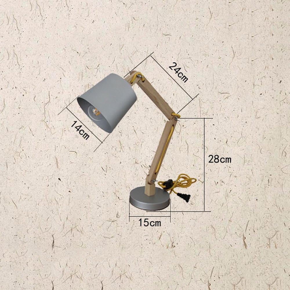 XSPWXN Modern Swing Arm Wood Desk Lamp with Metal Lampshades Table Lamp Living Room Desk Table Office Bedside Nightstand Reading Study Work Lamp Light E27