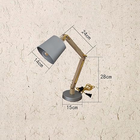 XSPWXN Moderne Schwingen Arm Holz Schreibtischlampe mit Metall