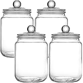 MRZIKPO Glass Jars with Airtight Lid Set of 4, Food Jars 34 oz, Pickle Jars, Canning Jars, Glass Containers, Suitable for Kitchen, Pickles, Flour, Grains, Pasta, Sugar, Herbs, Coffee