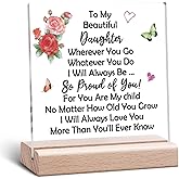 Daughter Birthday Acrylic Plaque Gifts from Mom Dad Parents to My Daughters Gift Inspirational Clear Desk Decorative Sign for Daughter Teen Girls Christmas Mother's Day Graduation Acrylic Desk Decor