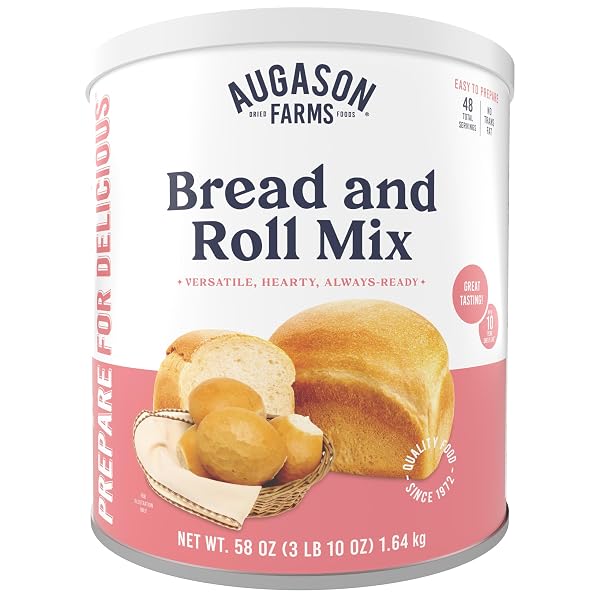 BREAD AND ROLL MIX CAN EMERGENCY FOOD SUPPLY, 48 SERVINGS, 10 YEAR SHELF LIFE – MAKES 6 LOAVES OR 72 BREAD ROLLS FOR PREPARED MEALS READY TO EAT